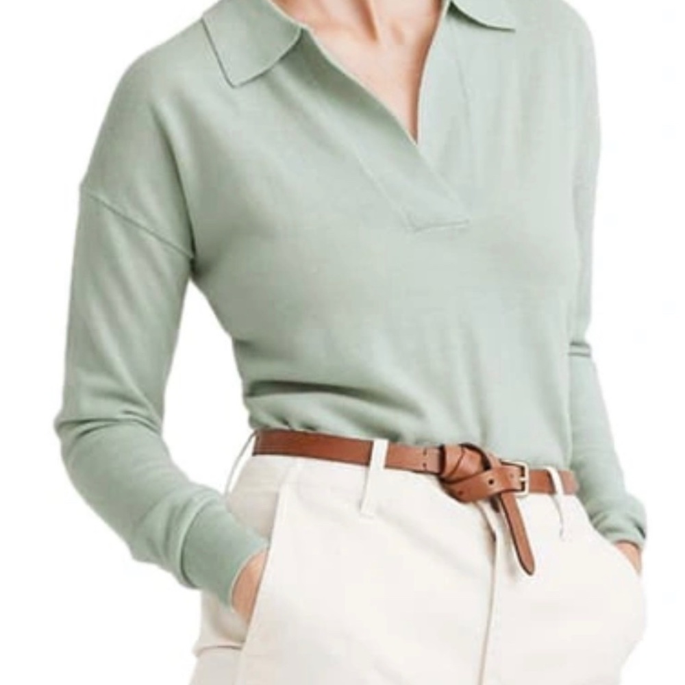 Mint green Madewell merino polo sweater
